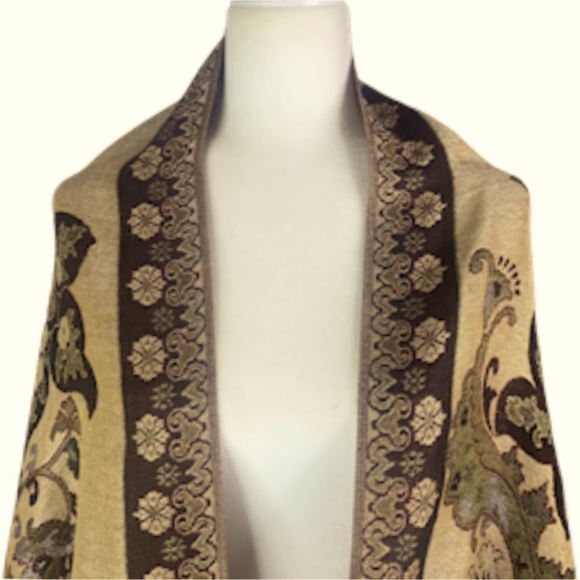 Pashmina Shawl Boho Metallic Thread Fringe - Picture 7 of 10